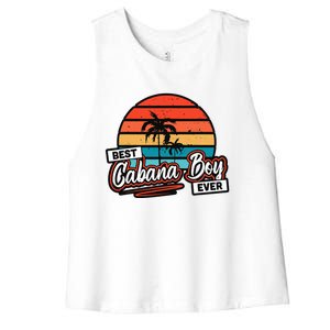 Colorful Sunset Palm Tree Best Cabana Women's Racerback Cropped Tank