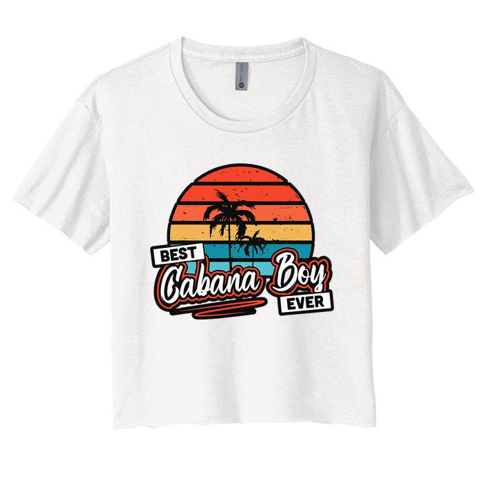 Colorful Sunset Palm Tree Best Cabana Women's Crop Top Tee