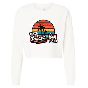 Colorful Sunset Palm Tree Best Cabana Cropped Pullover Crew