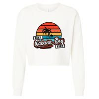 Colorful Sunset Palm Tree Best Cabana Cropped Pullover Crew