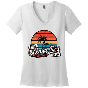 Colorful Sunset Palm Tree Best Cabana Women's V-Neck T-Shirt