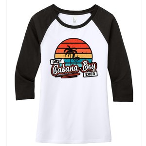 Colorful Sunset Palm Tree Best Cabana Women's Tri-Blend 3/4-Sleeve Raglan Shirt