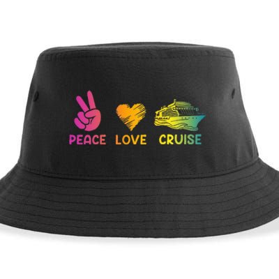 Cruise Ship Peace Love Cruise Funny Sustainable Bucket Hat