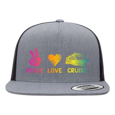 Cruise Ship Peace Love Cruise Funny Flat Bill Trucker Hat