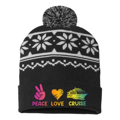 Cruise Ship Peace Love Cruise Funny USA-Made Snowflake Beanie