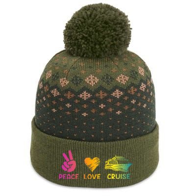 Cruise Ship Peace Love Cruise Funny The Baniff Cuffed Pom Beanie