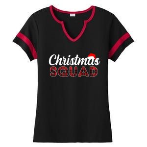 Christmas Squad Plaid Santa Ladies Halftime Notch Neck Tee