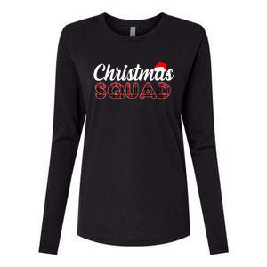 Christmas Squad Plaid Santa Womens Cotton Relaxed Long Sleeve T-Shirt