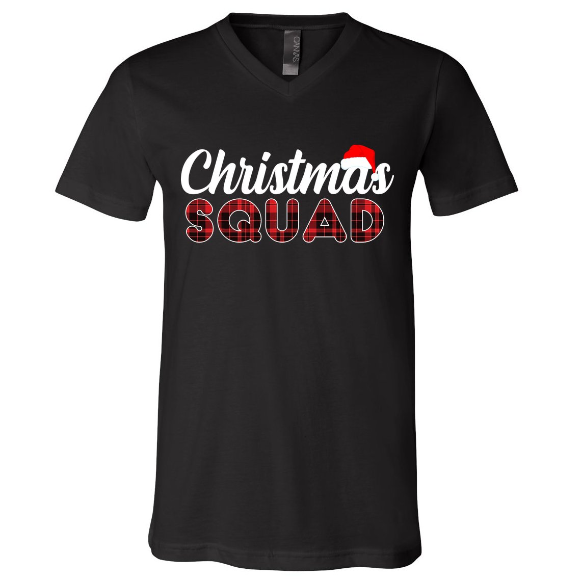Christmas Squad Plaid Santa V-Neck T-Shirt
