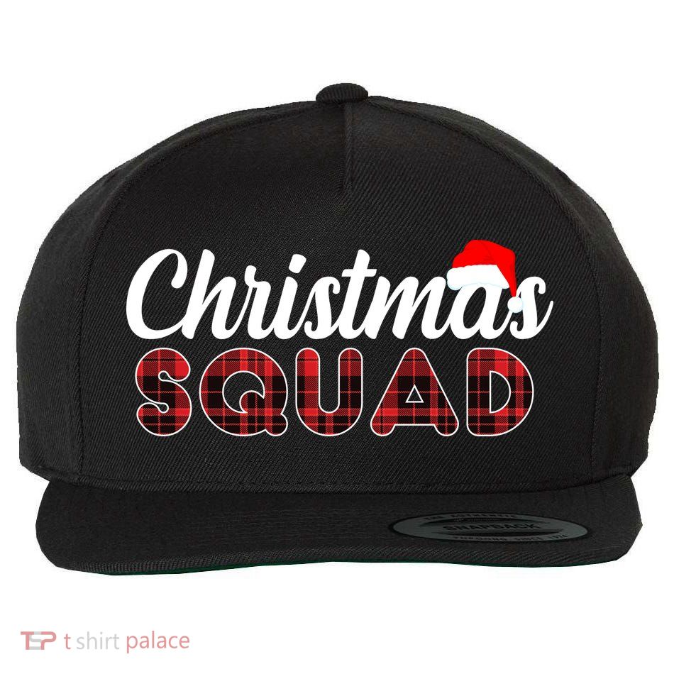 Christmas Squad Plaid Santa Wool Snapback Cap