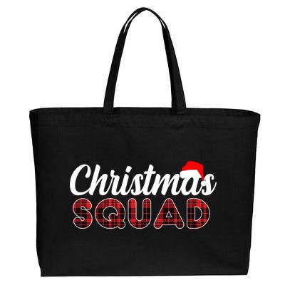 Christmas Squad Plaid Santa Cotton Canvas Jumbo Tote