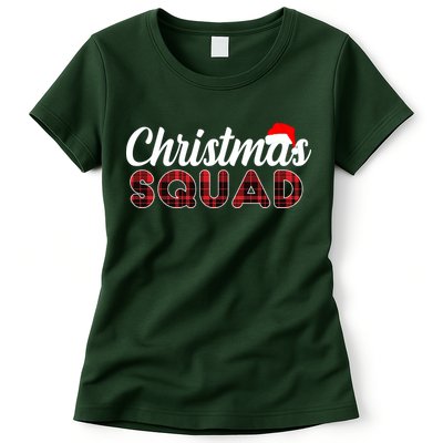 Christmas Squad Plaid Santa Womens T-Shirt