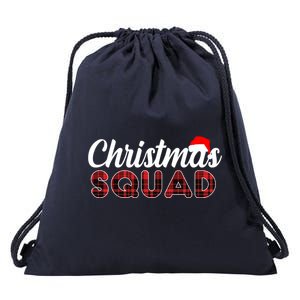 Christmas Squad Plaid Santa Drawstring Bag