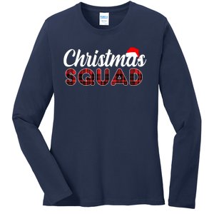 Christmas Squad Plaid Santa Ladies Long Sleeve Shirt