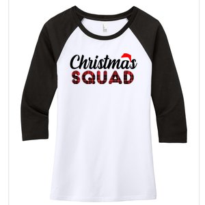 Christmas Squad Plaid Santa Women's Tri-Blend 3/4-Sleeve Raglan Shirt