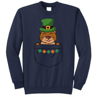 Cute Saint Patrick's Day Beaver With Green Hat In Pocket Sweatshirt