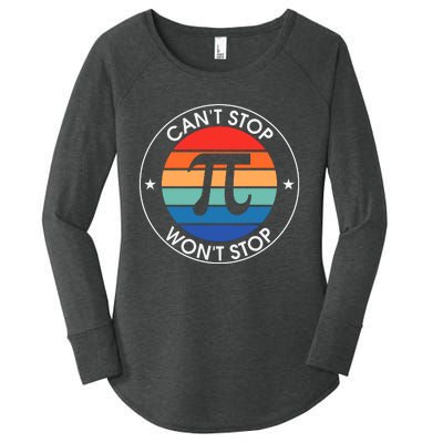 Can't Stop Pi Won't Stop Pi Day Vintage Retro Math Lover Women's Perfect Tri Tunic Long Sleeve Shirt