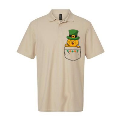 Cute Saint Patrick's Day Cat With Green Hat In Pocket Softstyle Adult Sport Polo