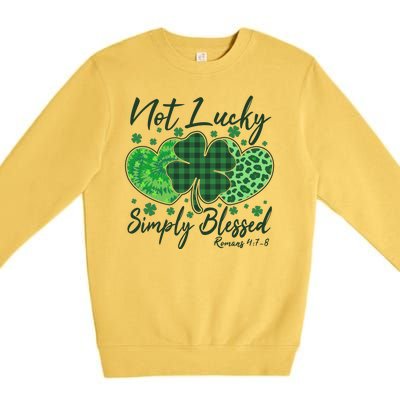 Cute St. Patrick's Day Not Lucky Simply Blessed Romans 4: 78 Premium Crewneck Sweatshirt