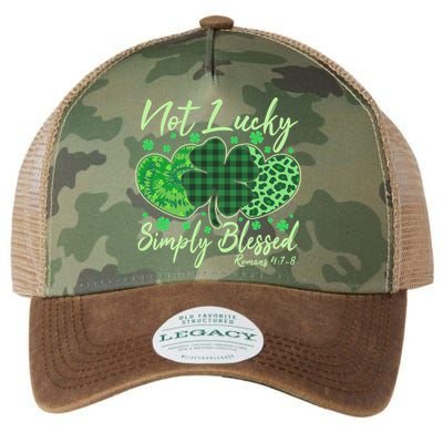 Cute St. Patrick's Day Not Lucky Simply Blessed Romans 4: 78 Legacy Tie Dye Trucker Hat
