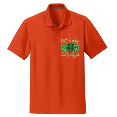 Cute St. Patrick's Day Not Lucky Simply Blessed Romans 4: 78 Dry Zone Grid Polo