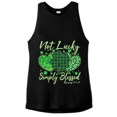 Cute St. Patrick's Day Not Lucky Simply Blessed Romans 4: 78 Ladies PosiCharge Tri-Blend Wicking Tank