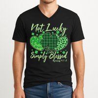 Cute St. Patrick's Day Not Lucky Simply Blessed Romans 4: 78 V-Neck T-Shirt