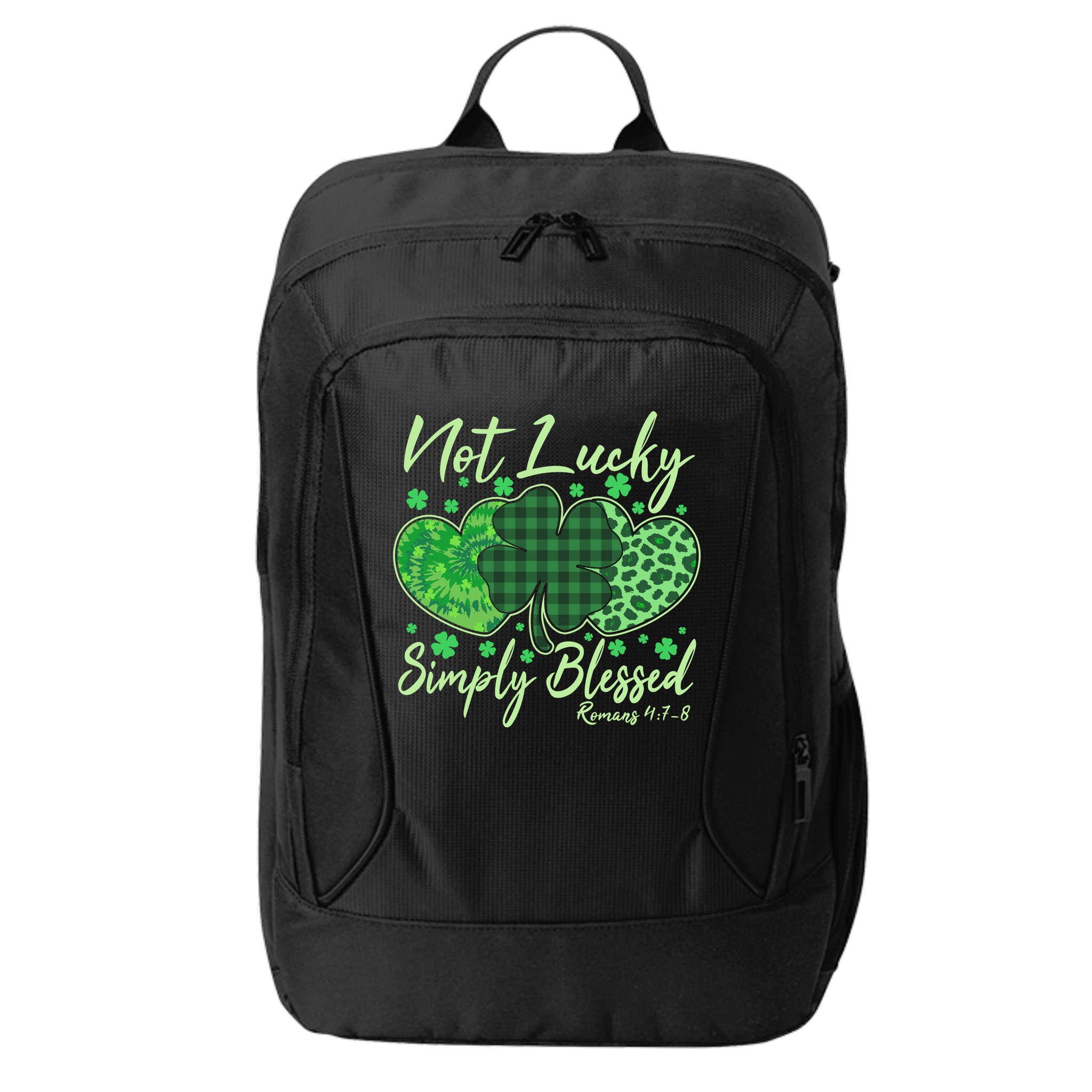 Cute St. Patrick's Day Not Lucky Simply Blessed Romans 4: 78 City Backpack