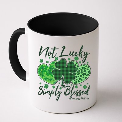 Cute St. Patrick's Day Not Lucky Simply Blessed Romans 4: 78 Mug