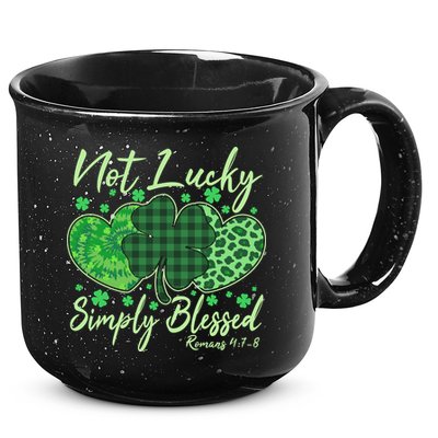 Cute St. Patrick's Day Not Lucky Simply Blessed Romans 4: 78 15oz Campfire Ceramic Mug