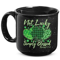 Cute St. Patrick's Day Not Lucky Simply Blessed Romans 4: 78 15oz Campfire Ceramic Mug