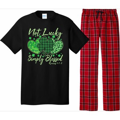 Cute St. Patrick's Day Not Lucky Simply Blessed Romans 4: 78 Pajama Set