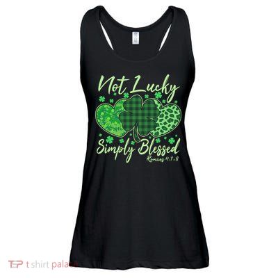 Cute St. Patrick's Day Not Lucky Simply Blessed Romans 4: 78 Ladies Essential Flowy Tank