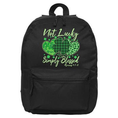 Cute St. Patrick's Day Not Lucky Simply Blessed Romans 4: 78 16 in Basic Backpack
