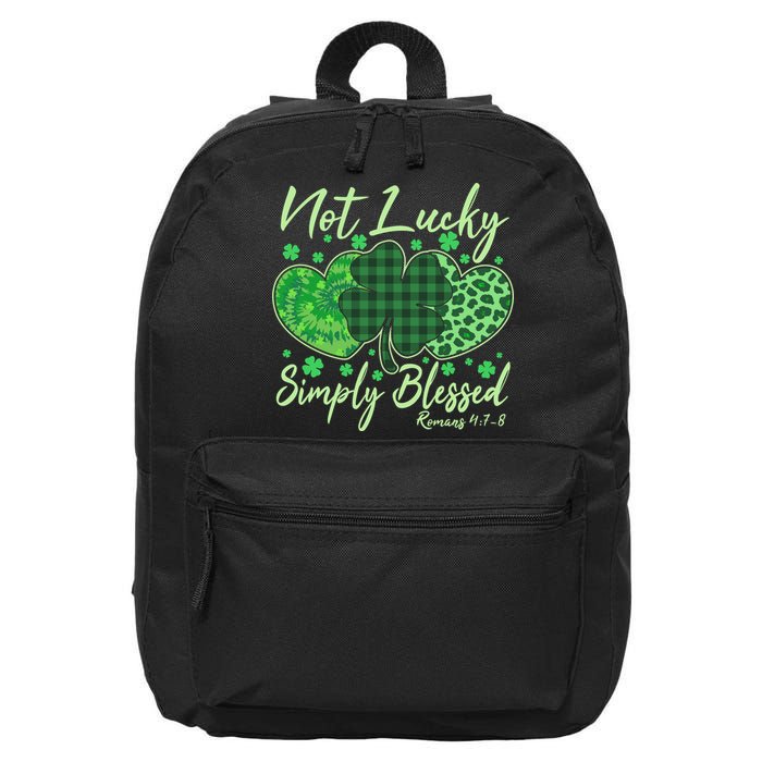 Cute St. Patrick's Day Not Lucky Simply Blessed Romans 4: 78 16 in Basic Backpack