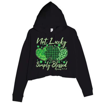 Cute St. Patrick's Day Not Lucky Simply Blessed Romans 4: 78 Crop Fleece Hoodie