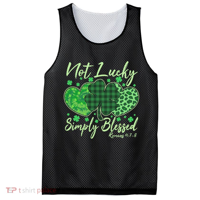 Cute St. Patrick's Day Not Lucky Simply Blessed Romans 4: 78 Mesh Reversible Basketball Jersey Tank