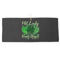 Cute St. Patrick's Day Not Lucky Simply Blessed Romans 4: 78 Large Microfiber Waffle Golf Towel