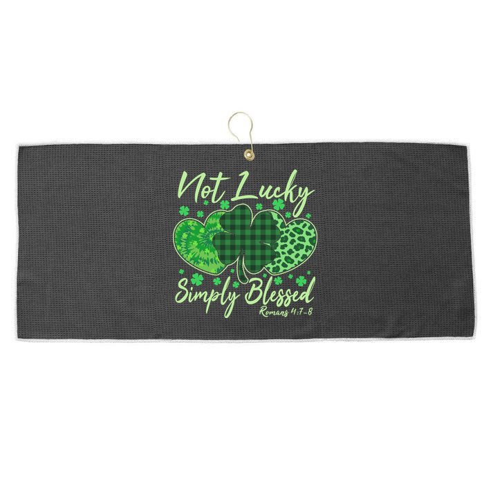 Cute St. Patrick's Day Not Lucky Simply Blessed Romans 4: 78 Large Microfiber Waffle Golf Towel