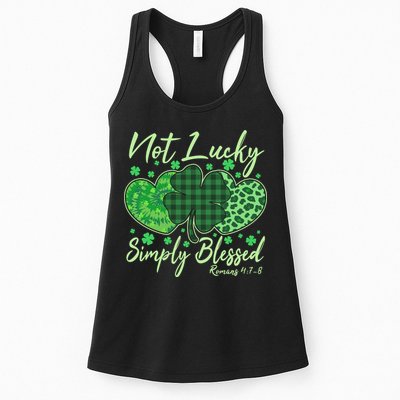 Cute St. Patrick's Day Not Lucky Simply Blessed Romans 4: 78 Womens Tank Top