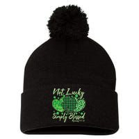 Cute St. Patrick's Day Not Lucky Simply Blessed Romans 4: 78 Pom Pom 12in Knit Beanie