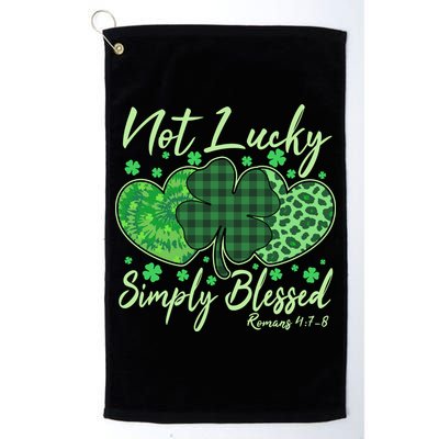 Cute St. Patrick's Day Not Lucky Simply Blessed Romans 4: 78 Golf Towel