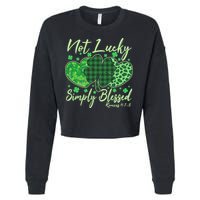 Cute St. Patrick's Day Not Lucky Simply Blessed Romans 4: 78 Cropped Pullover Crew