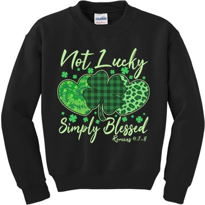 Cute St. Patrick's Day Not Lucky Simply Blessed Romans 4: 78 Kids Sweatshirt