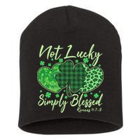Cute St. Patrick's Day Not Lucky Simply Blessed Romans 4: 78 Short Acrylic Beanie