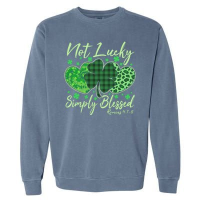 Cute St. Patrick's Day Not Lucky Simply Blessed Romans 4: 78 Garment-Dyed Sweatshirt