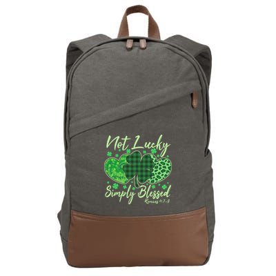 Cute St. Patrick's Day Not Lucky Simply Blessed Romans 4: 78 Cotton Canvas Backpack