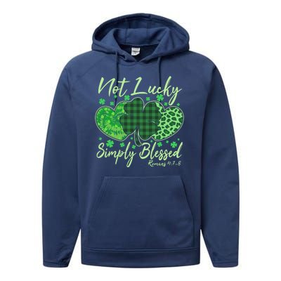 Cute St. Patrick's Day Not Lucky Simply Blessed Romans 4: 78 Performance Fleece Hoodie