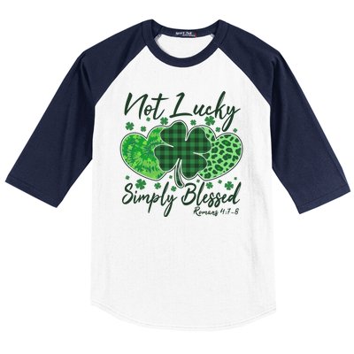 Cute St. Patrick's Day Not Lucky Simply Blessed Romans 4: 78 Baseball Sleeve Shirt