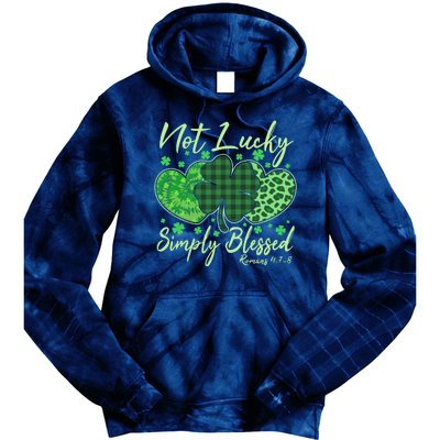 Cute St. Patrick's Day Not Lucky Simply Blessed Romans 4: 78 Tie Dye Hoodie